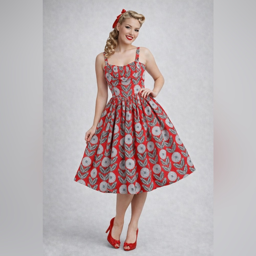 Bernie Dexter Cafe Tea Dress Vintage USA Pinup Retro Sleeveless Rare NEW GIRL XS